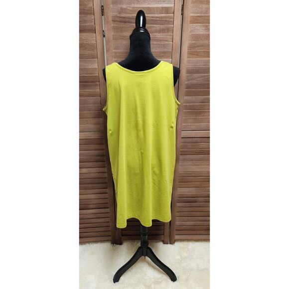 Coral Bay Casual Sleeveless Lime Green Sunflower Cotton Shift Dress Size XL - Picture 7 of 8